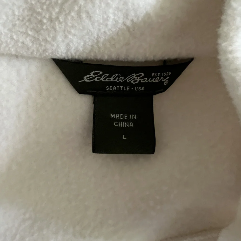 Eddie Bauer Vest Large White Sleeveless Outdoor Inside Pockets Cozy Active - Picture 2 of 8